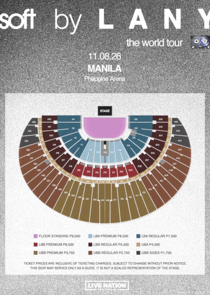 Ticket prices in Lany world tour 2026 in the philippines